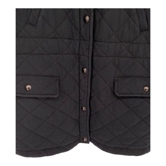 Ralph Lauren Womens Coat Large Black Quilted Pockets Zip Hoodie L - Picture 7 of 9